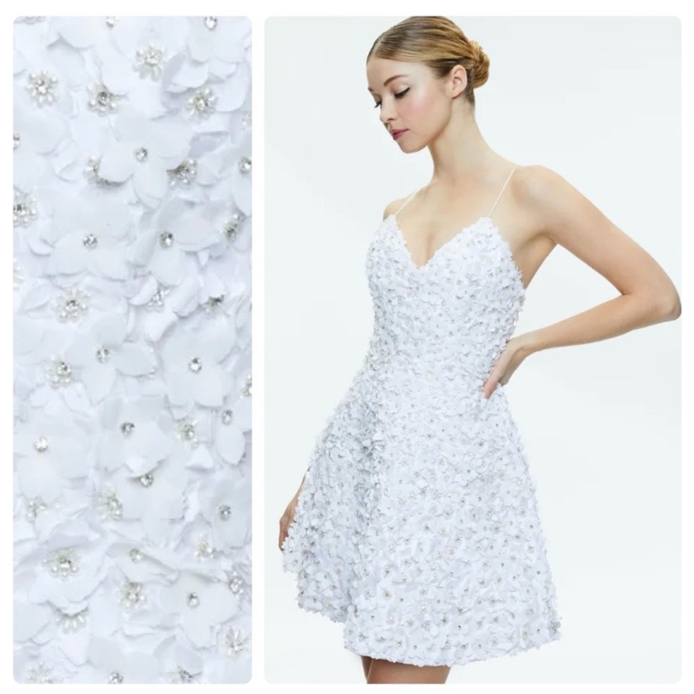 W/ Tags Alice + Olivia Domenica Embellished Floral Appliqué Mini Gown Dress 2